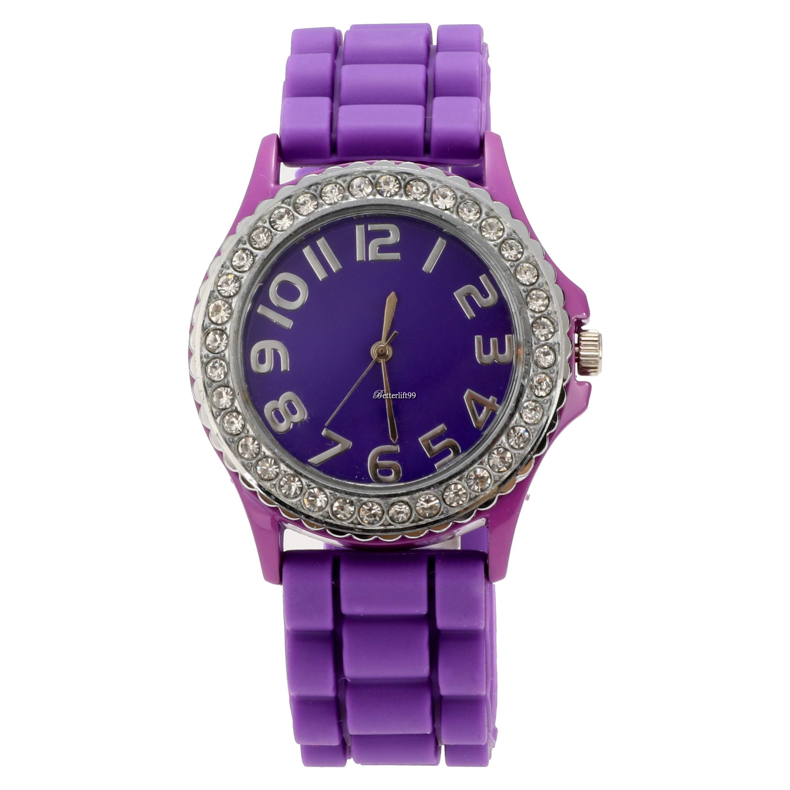 New Women Rubber Band Rhinestone Casual Watches Analog Quartz Wrist