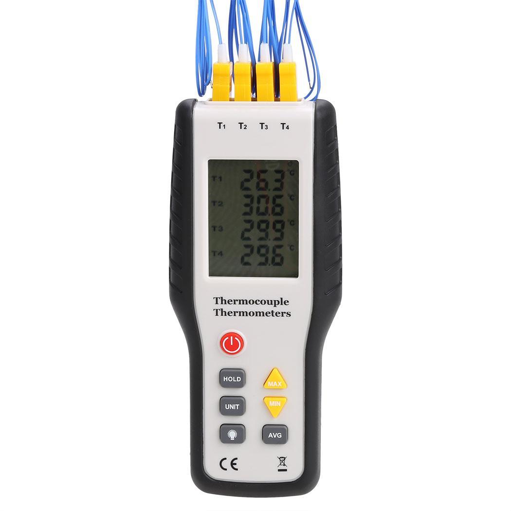 KType Digital Thermometer Thermocouple 4Channel Sensor LCD display LM