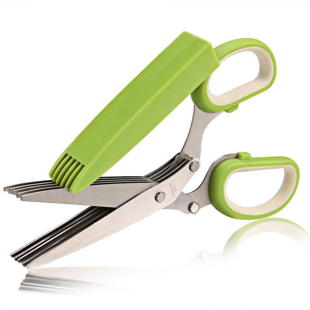 Stainless Steel 5 Blade Office Cut Shredding Scissors Sharp Herb