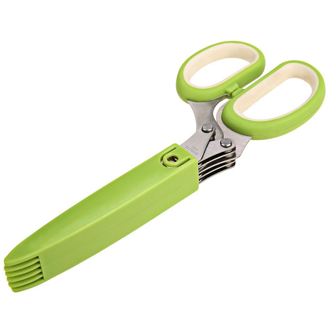 Stainless Steel 5 Blade Office Cut Shredding Scissors Sharp Herb