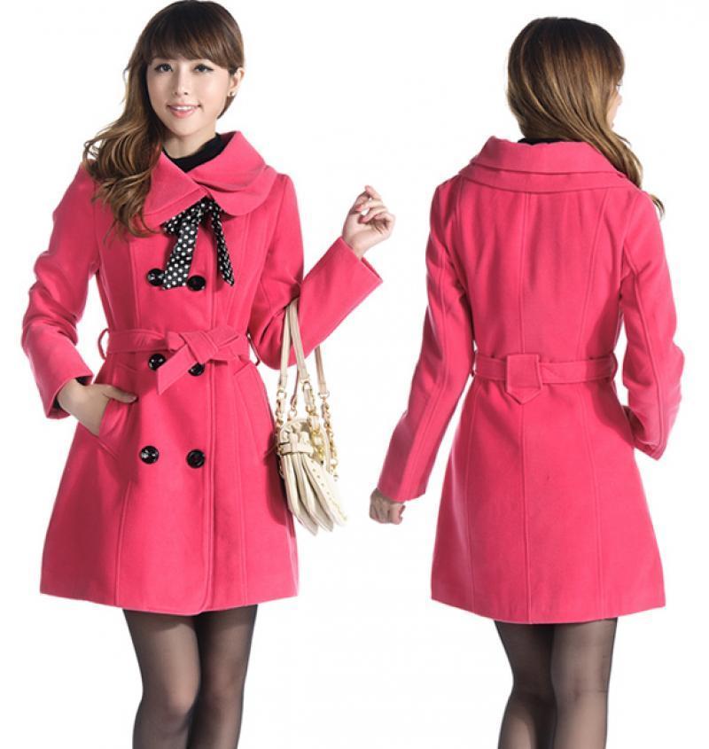 Hot sell Women's Woolen Warm Winter Luxury Long Coat Jacket Trench Slim ...