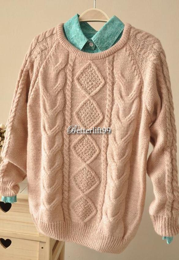 Women New Casual Long sleeve Knitted Pullover Loose Sweater Knitwear ...