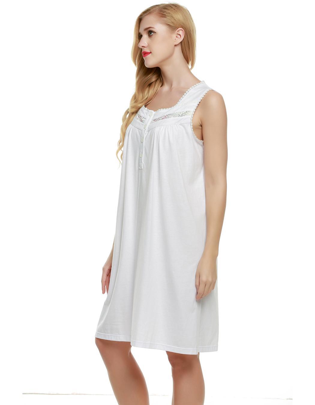 Sexy Women Sleepwear Sleeveless Summer Square Neck Short Nightgown EA77