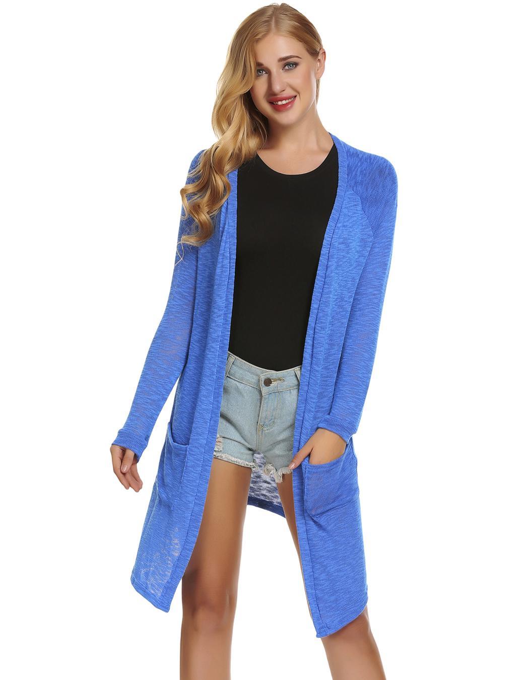 New Fashion Women Casual Hip Length Loose Long Sleeve Knitted Cardigan ...