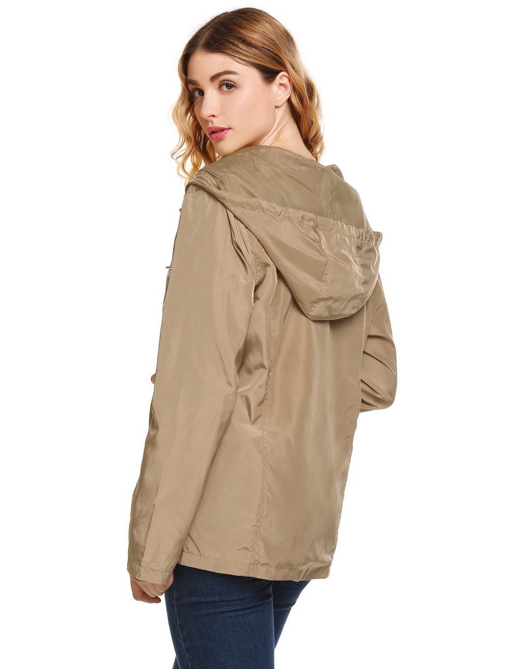 New Women Casual Weatherproof Long Sleeve Solid Coat Rain Jacket OK | eBay