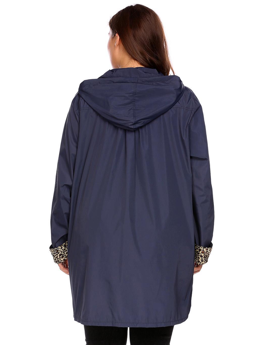 Women Plus Size Hooded Long Sleeve Lightweight Waterproof Raincoat WT88