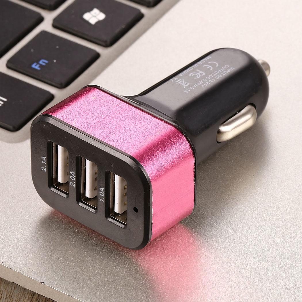 Car Charger Mobile Phone 3 Ports USB Fast Charging Adapter For Smart