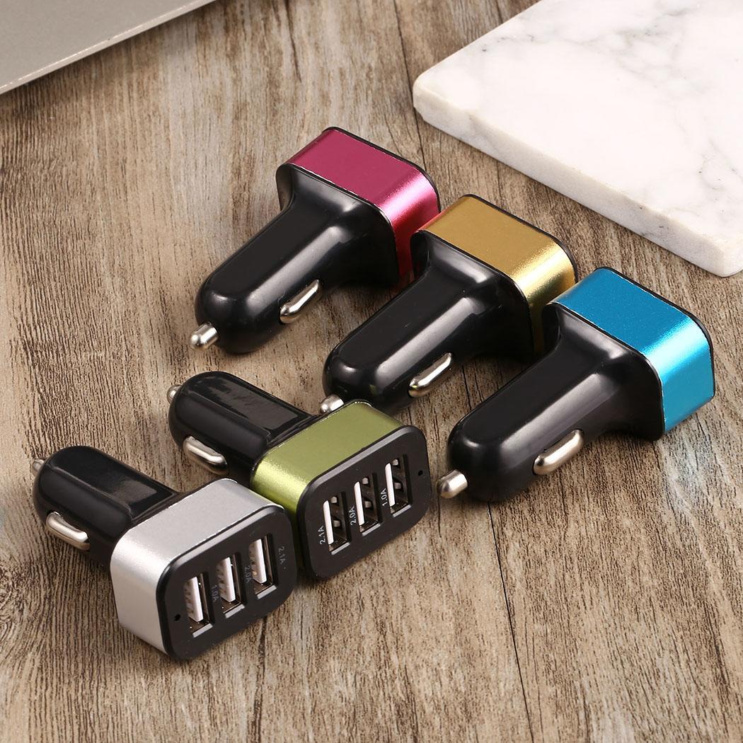 Car Charger Mobile Phone 3 Ports USB Fast Charging Adapter For Smart