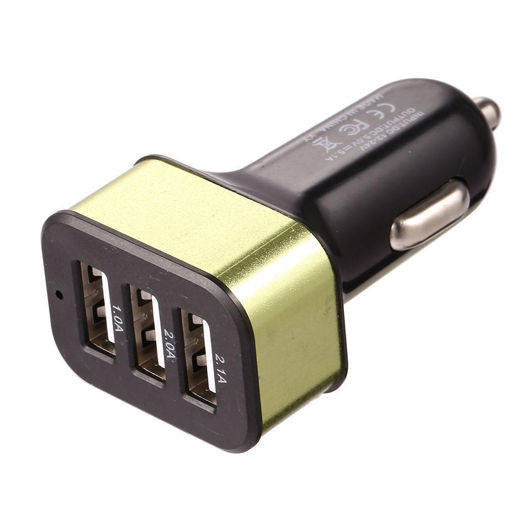 Car Charger Mobile Phone 3 Ports USB Fast Charging Adapter For Smart